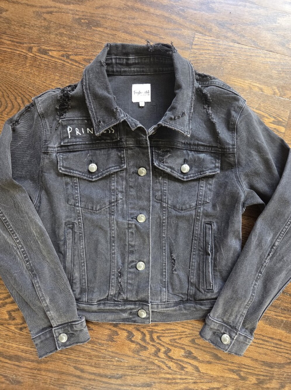 Taylor Hill X Joe's Jeans Black Cropped Distressed Denim Jacket Oversized XS